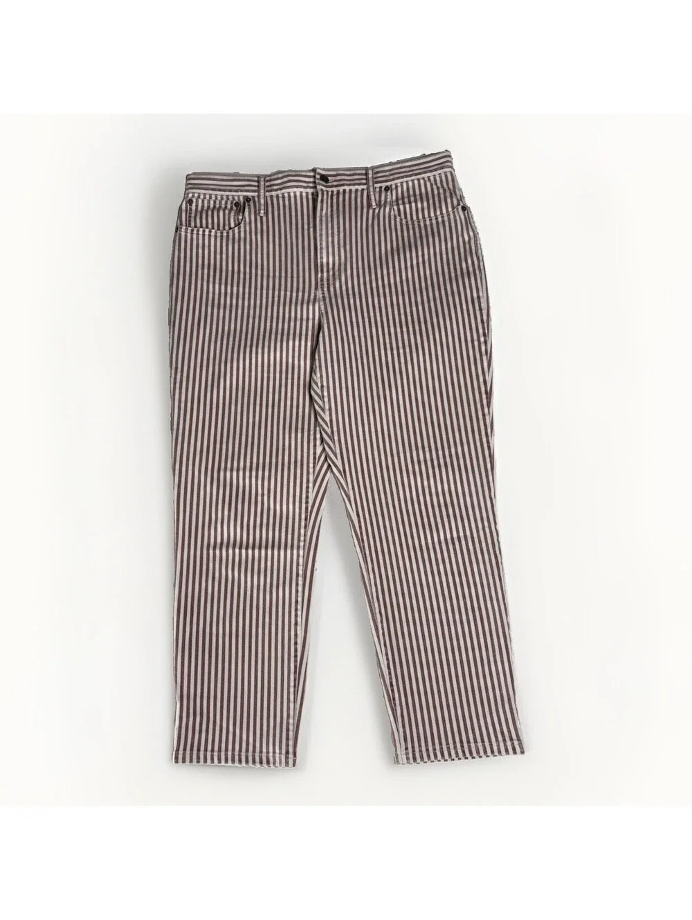 Madewell The High-Rise Slim Crop Boyjean Luca Stripe Jeans -